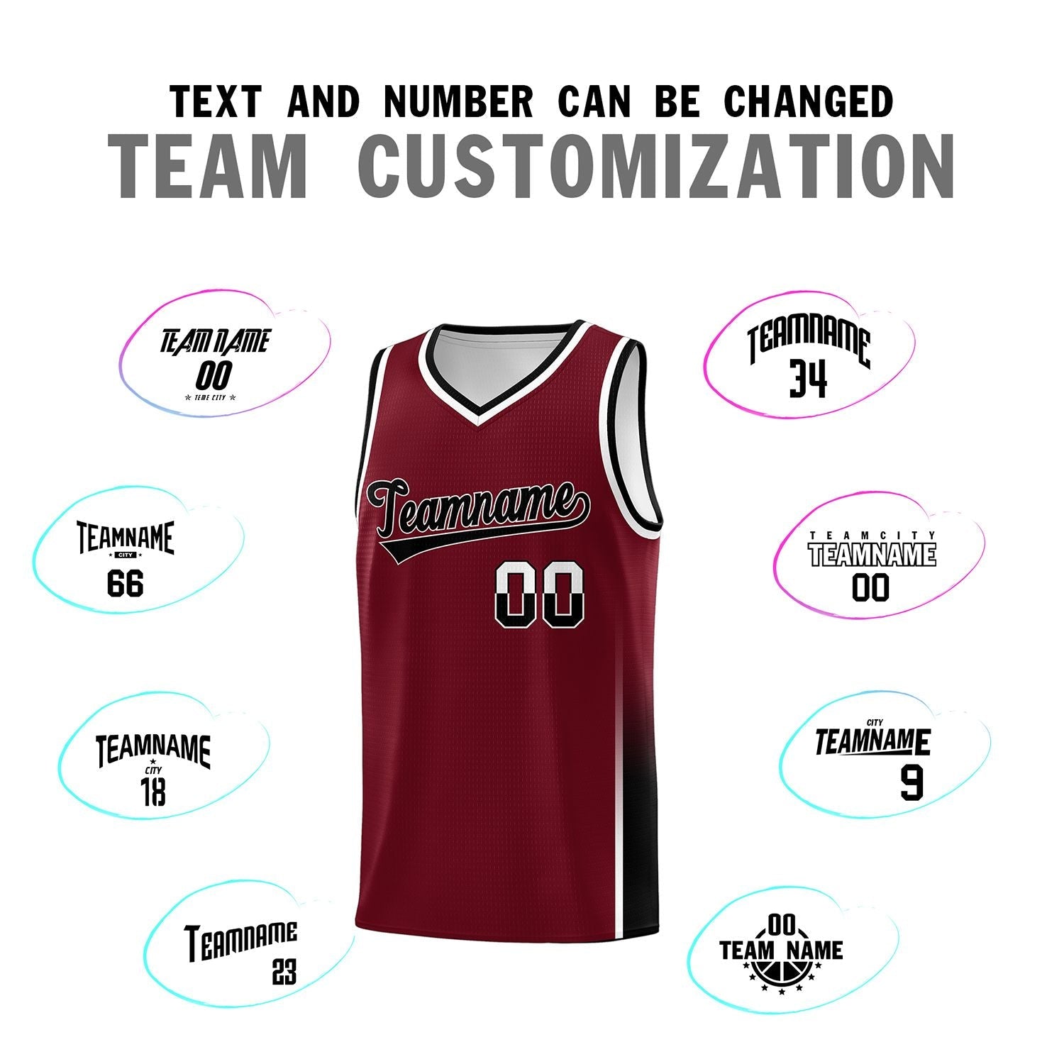 Custom Crimson White-Black Personalized Two Tone Font Sports Uniform Basketball Jersey