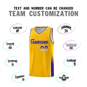 Custom Yellow White-Purple Personalized Two Tone Font Sports Uniform Basketball Jersey