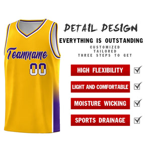 Custom Yellow White-Purple Personalized Two Tone Font Sports Uniform Basketball Jersey