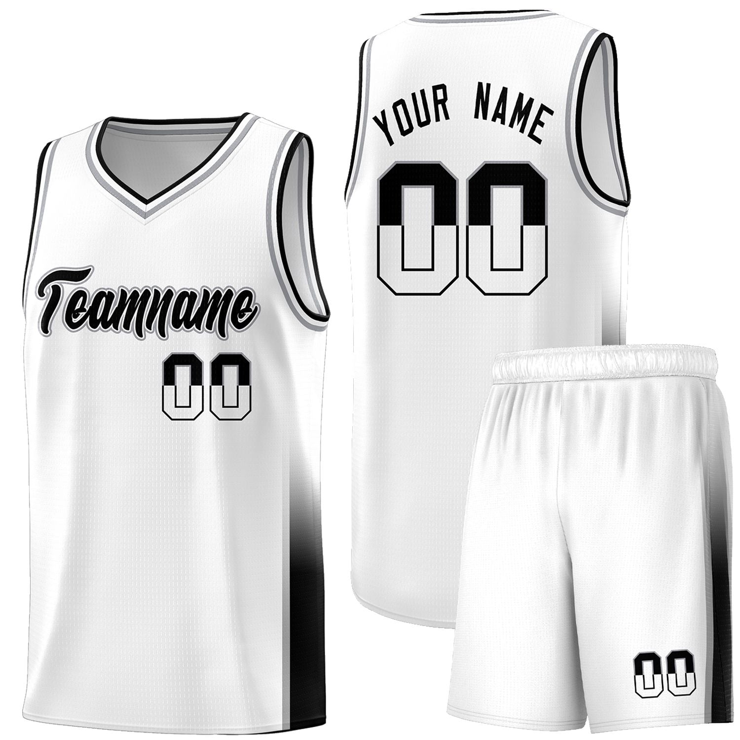 Custom White Gray-Black Personalized Two Tone Font Sports Uniform Basketball Jersey