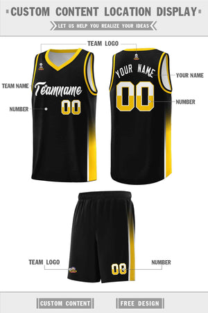 Custom Black White-Yellow Personalized Two Tone Font Sports Uniform Basketball Jersey