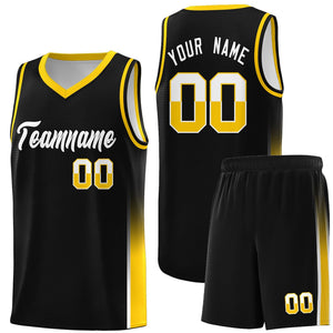 Custom Black White-Yellow Personalized Two Tone Font Sports Uniform Basketball Jersey