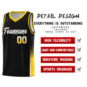 Custom Black White-Yellow Personalized Two Tone Font Sports Uniform Basketball Jersey