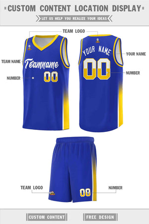 Custom Royal White-Gold Personalized Two Tone Font Sports Uniform Basketball Jersey