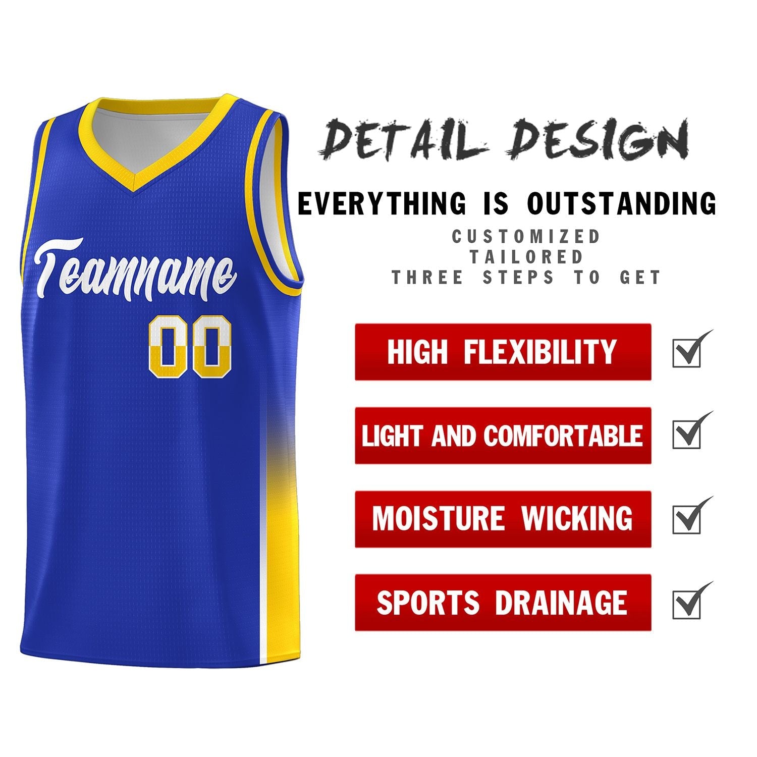 Custom Royal White-Gold Personalized Two Tone Font Sports Uniform Basketball Jersey