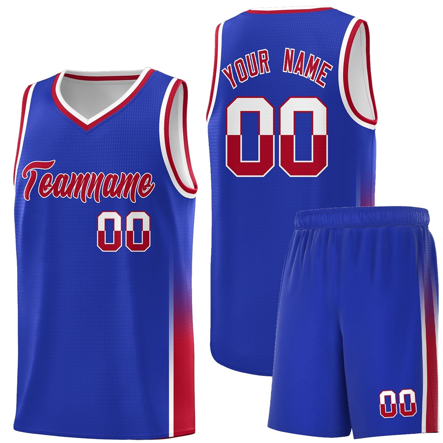 Custom Royal White-Red Personalized Two Tone Font Sports Uniform Basketball Jersey