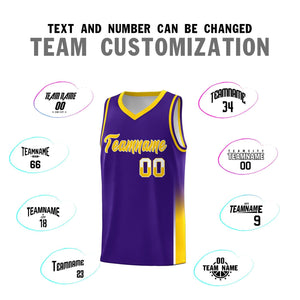 Custom Purple White-Yellow Personalized Two Tone Font Sports Uniform Basketball Jersey