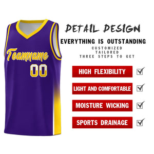 Custom Purple White-Yellow Personalized Two Tone Font Sports Uniform Basketball Jersey