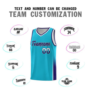 Custom Sky Blue White-Purple Personalized Two Tone Font Sports Uniform Basketball Jersey