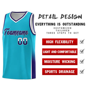 Custom Sky Blue White-Purple Personalized Two Tone Font Sports Uniform Basketball Jersey