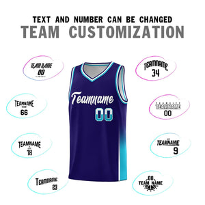 Custom Purple White-Sky Blue Personalized Two Tone Font Sports Uniform Basketball Jersey