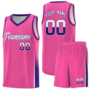 Custom Pink White-Purple Personalized Two Tone Font Sports Uniform Basketball Jersey