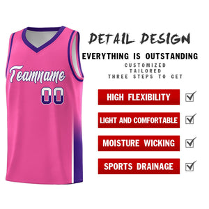 Custom Pink White-Purple Personalized Two Tone Font Sports Uniform Basketball Jersey