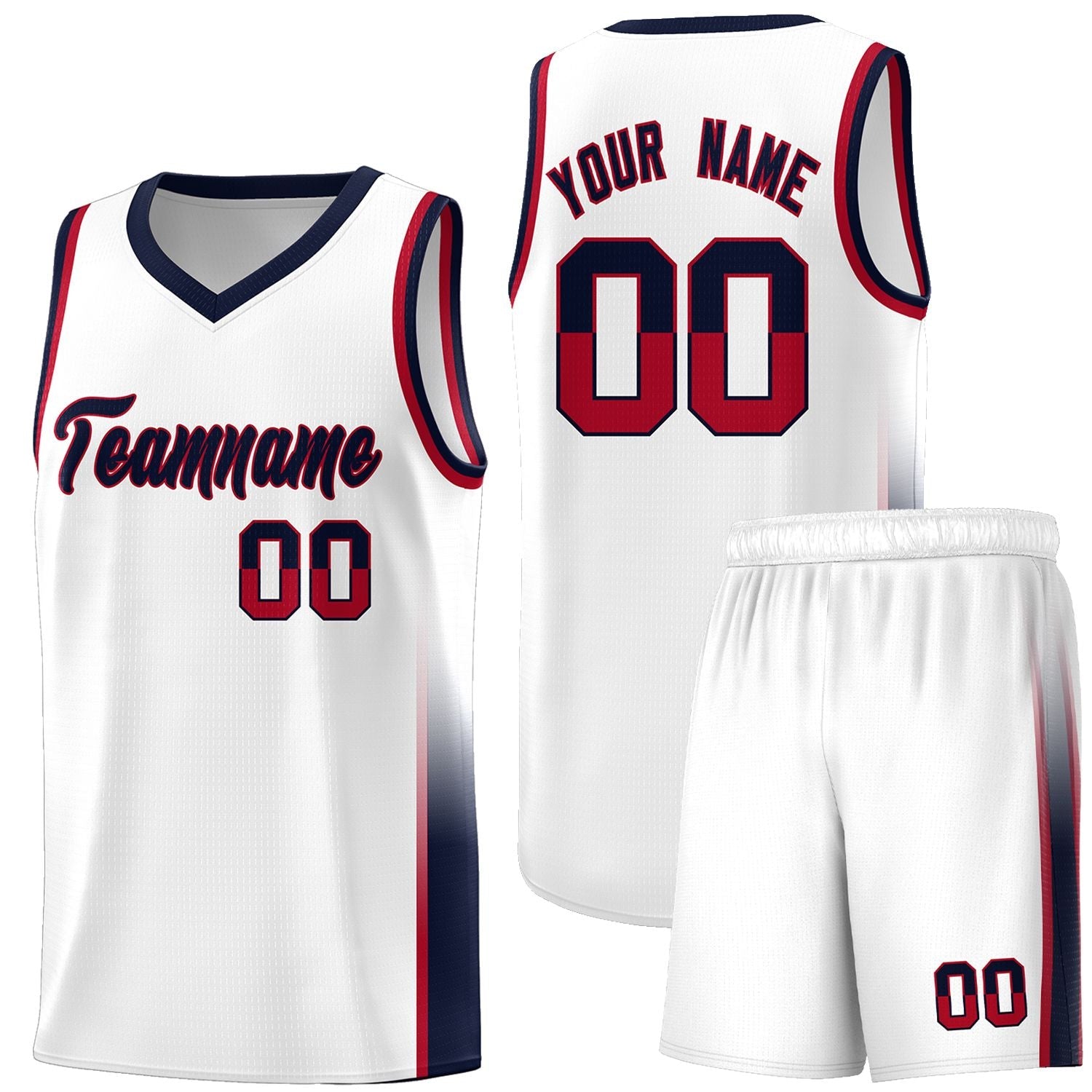 Custom White Red-Navy Personalized Two Tone Font Sports Uniform Basketball Jersey