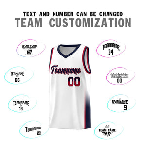 Custom White Red-Navy Personalized Two Tone Font Sports Uniform Basketball Jersey