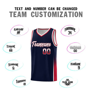 Custom Navy White-Red Personalized Two Tone Font Sports Uniform Basketball Jersey