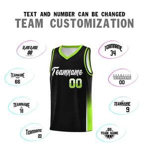 Custom Black White-Neon Green Personalized Two Tone Font Sports Uniform Basketball Jersey