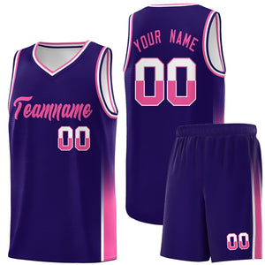 Custom Purple White-Pink Personalized Two Tone Font Sports Uniform Basketball Jersey