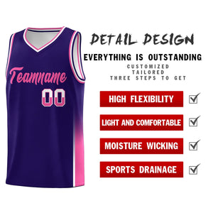 Custom Purple White-Pink Personalized Two Tone Font Sports Uniform Basketball Jersey