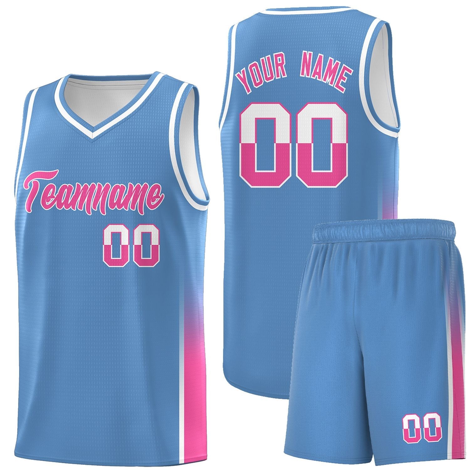 Custom Light Blue White-Pink Personalized Two Tone Font Sports Uniform Basketball Jersey