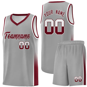 Custom Gray White-Crimson Personalized Two Tone Font Sports Uniform Basketball Jersey