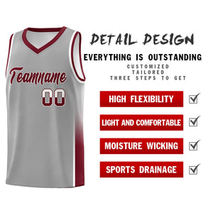 Custom Gray White-Crimson Personalized Two Tone Font Sports Uniform Basketball Jersey