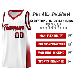 Custom White Black-Red Personalized Two Tone Font Sports Uniform Basketball Jersey