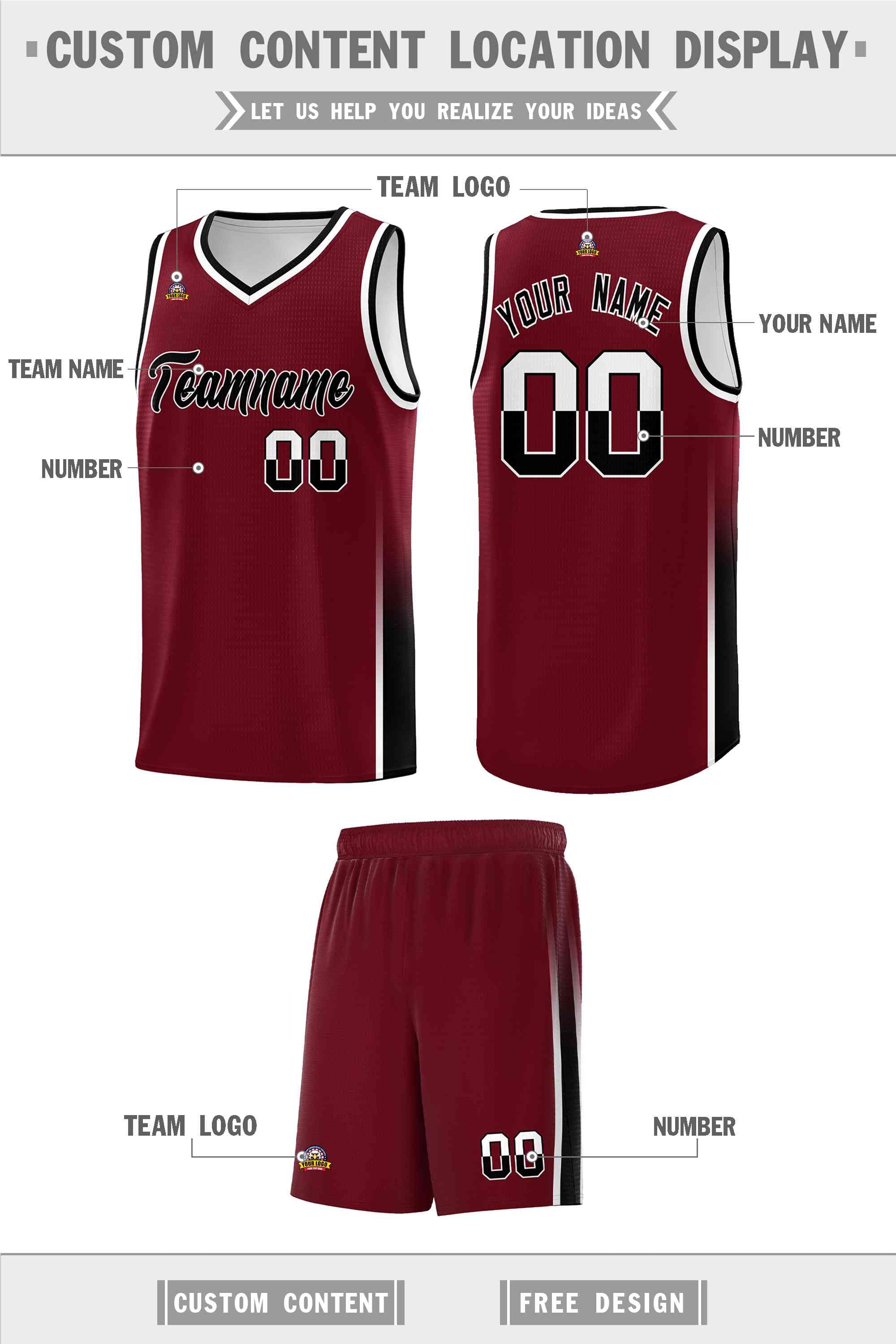 Custom Crimson White-Black Personalized Two Tone Font Sports Uniform Basketball Jersey