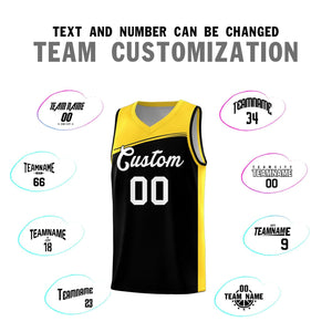 Custom Black Gold-White Color Block Sports Uniform Basketball Jersey