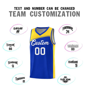 Custom Royal Gold-White Color Block Sports Uniform Basketball Jersey