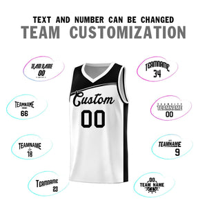 Custom White Black Color Block Sports Uniform Basketball Jersey