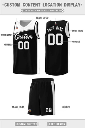 Custom Black White Color Block Sports Uniform Basketball Jersey