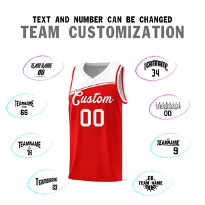 Custom Red White Color Block Sports Uniform Basketball Jersey