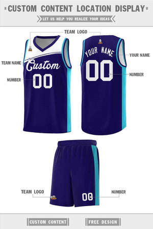 Custom Purple White Color Block Sports Uniform Basketball Jersey