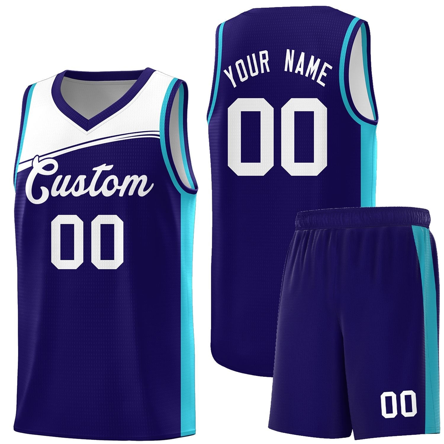 Custom Purple White Color Block Sports Uniform Basketball Jersey