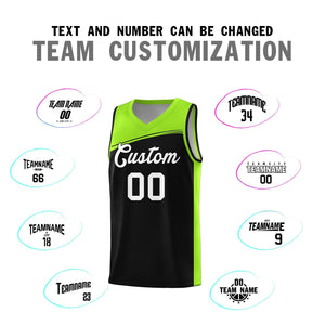 Custom Black Neon Green-White Color Block Sports Uniform Basketball Jersey