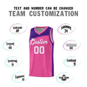 Custom Pink Purple-White Color Block Sports Uniform Basketball Jersey