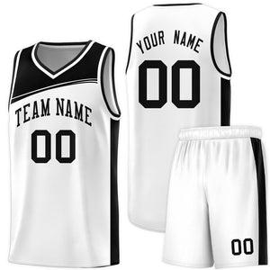 Custom White Black Color Block Sports Uniform Basketball Jersey