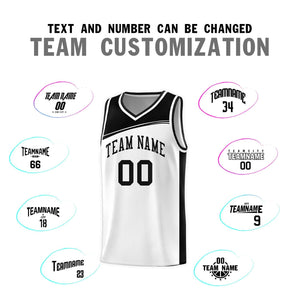 Custom White Black Color Block Sports Uniform Basketball Jersey