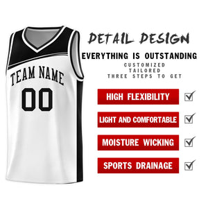 Custom White Black Color Block Sports Uniform Basketball Jersey