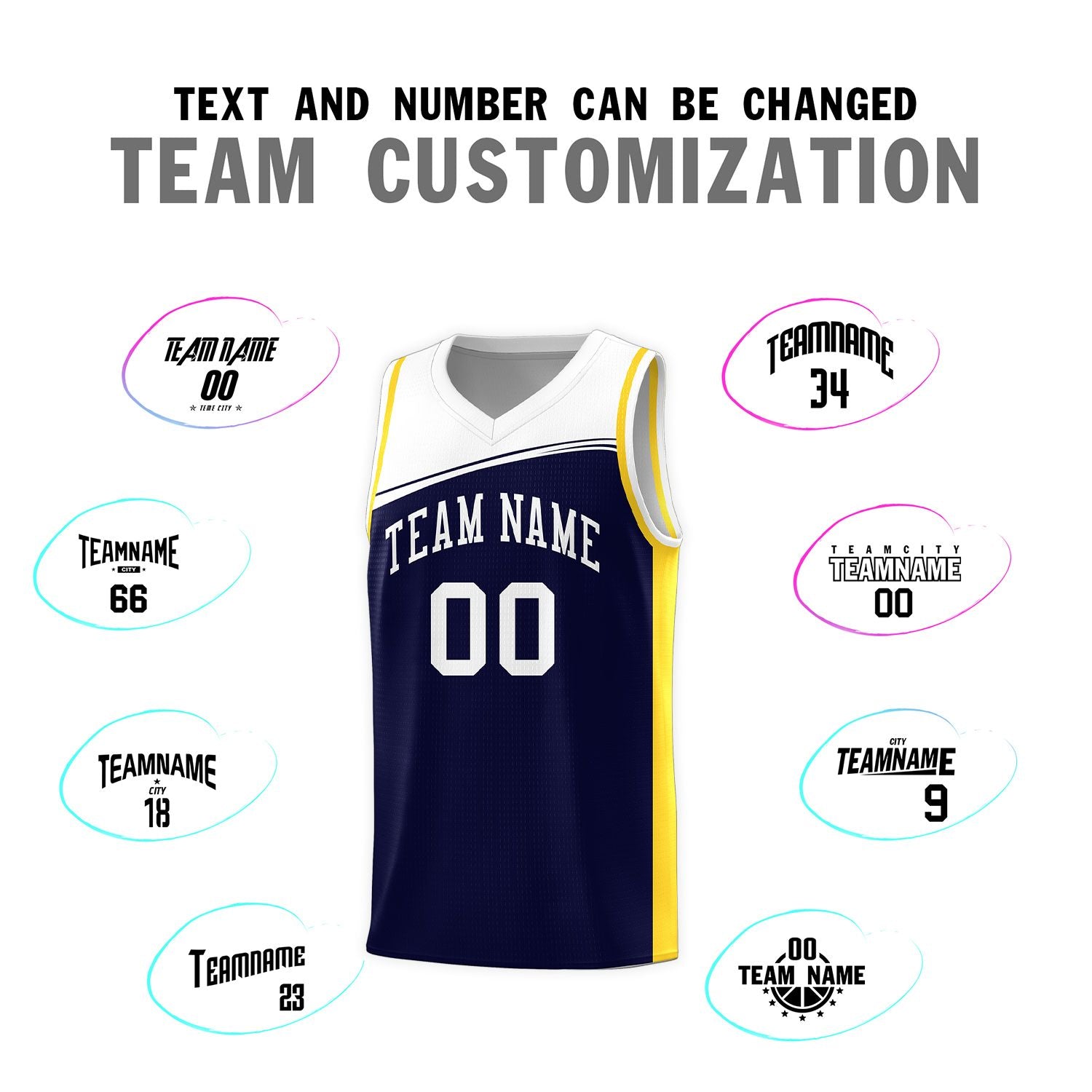 Custom Navy White Color Block Sports Uniform Basketball Jersey