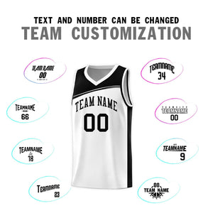 Custom White Black Color Block Sports Uniform Basketball Jersey