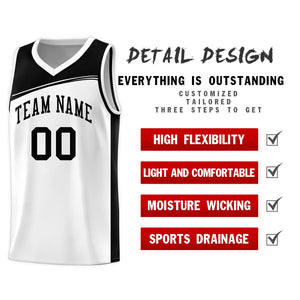 Custom White Black Color Block Sports Uniform Basketball Jersey