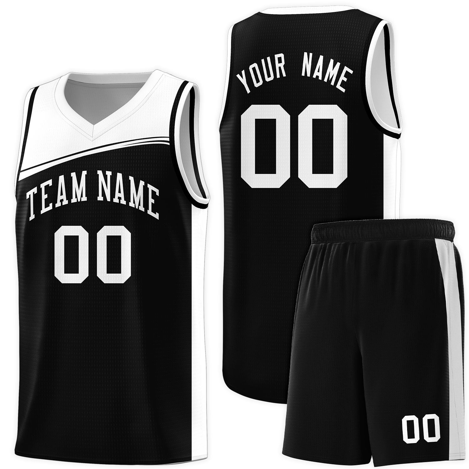 Custom Black White Color Block Sports Uniform Basketball Jersey