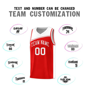 Custom Red White Color Block Sports Uniform Basketball Jersey