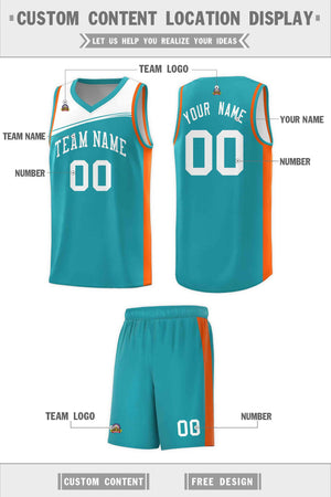 Custom Aqua White Color Block Sports Uniform Basketball Jersey