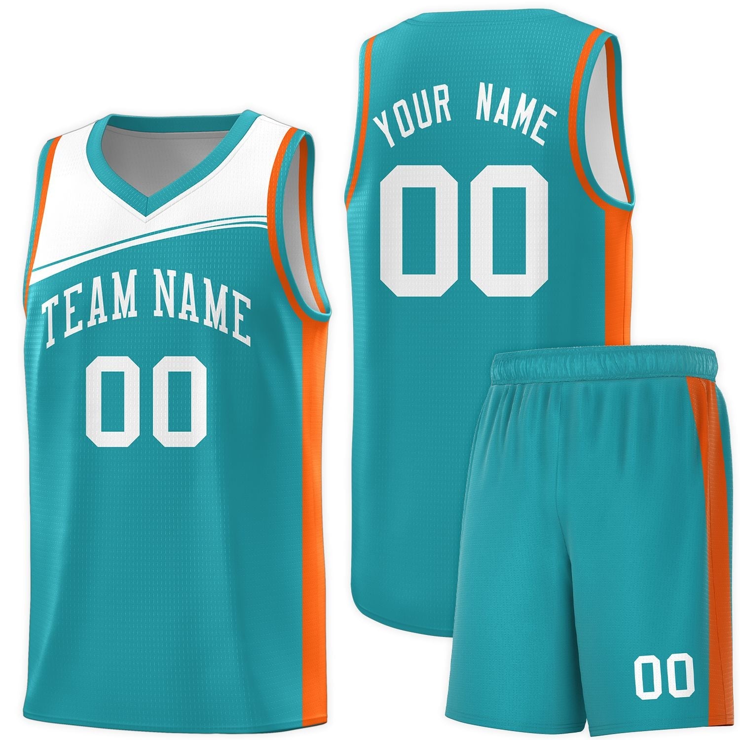 Custom Aqua White Color Block Sports Uniform Basketball Jersey