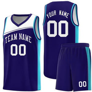 Custom Purple White Color Block Sports Uniform Basketball Jersey