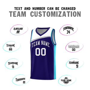 Custom Purple White Color Block Sports Uniform Basketball Jersey