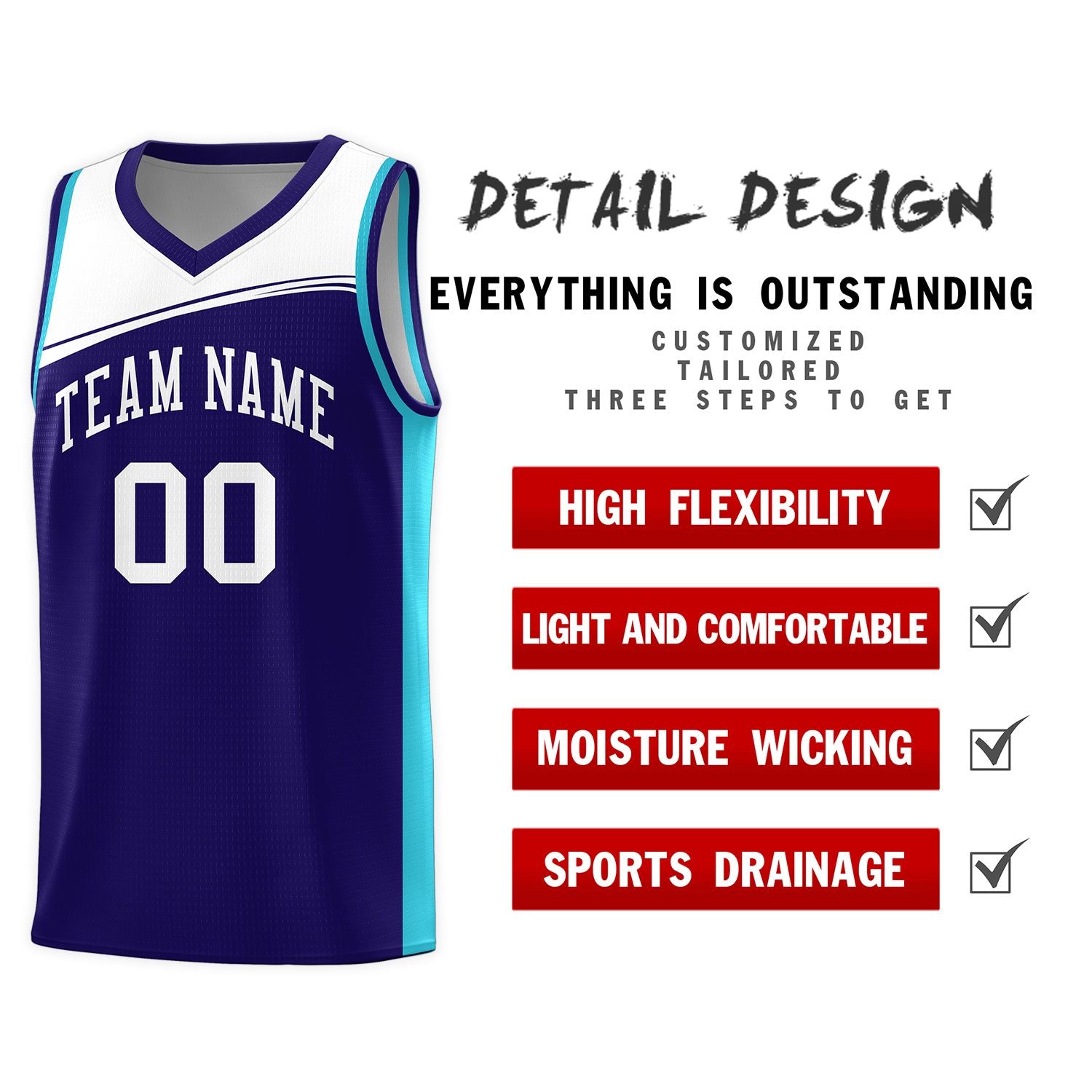 Custom Purple White Color Block Sports Uniform Basketball Jersey